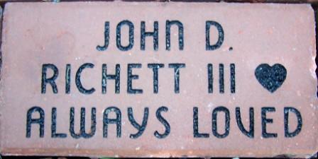 Johns' memorial brick we got made