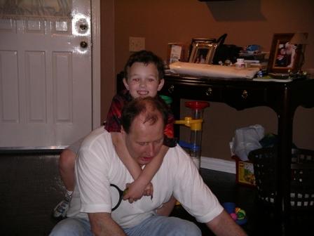 Kevin and Uncle . . . Kevin hitching a ride.