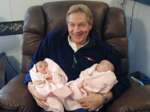 Mike with grandaughters Sydney and Haylee, 2002