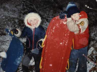 Kevin & his sister Kirsten, a happy memory in the snow