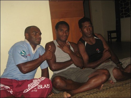 Lai right with black vest, with his Team Mates