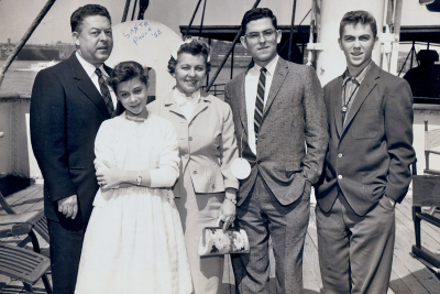 Father Eugene, Norene, Mother Norma , Brother Gene and Bob going on a cruise 1958