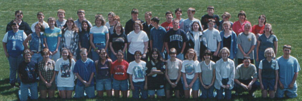Erie High School, Class of 2001 Freshman Class Picture, Erie is the 3rd from the right on the front row, The only one squating, always a unique person!