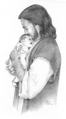 In the arms of his Heavenly Father.