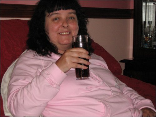My ma having a drink in better times.