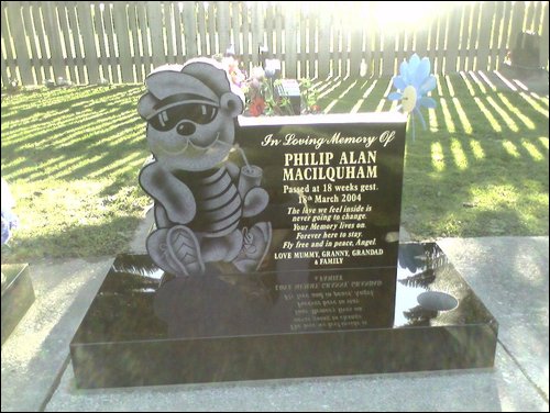 This precious headstone is of our gorgeous nephew Philip who sadly joined Brian 15 months after his death