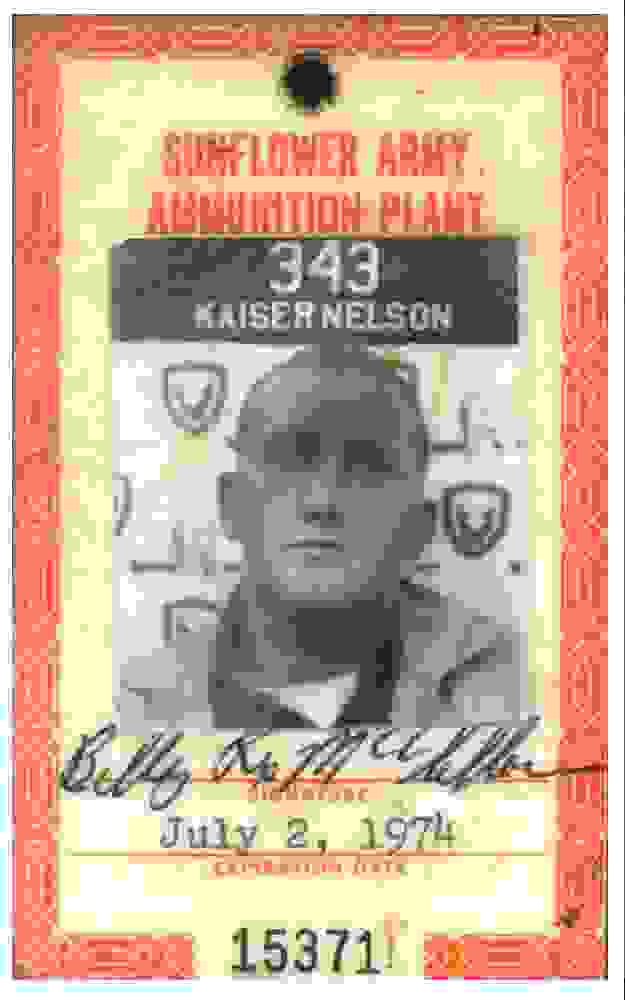 Sunflower Army Ammunition Plant Identification Card